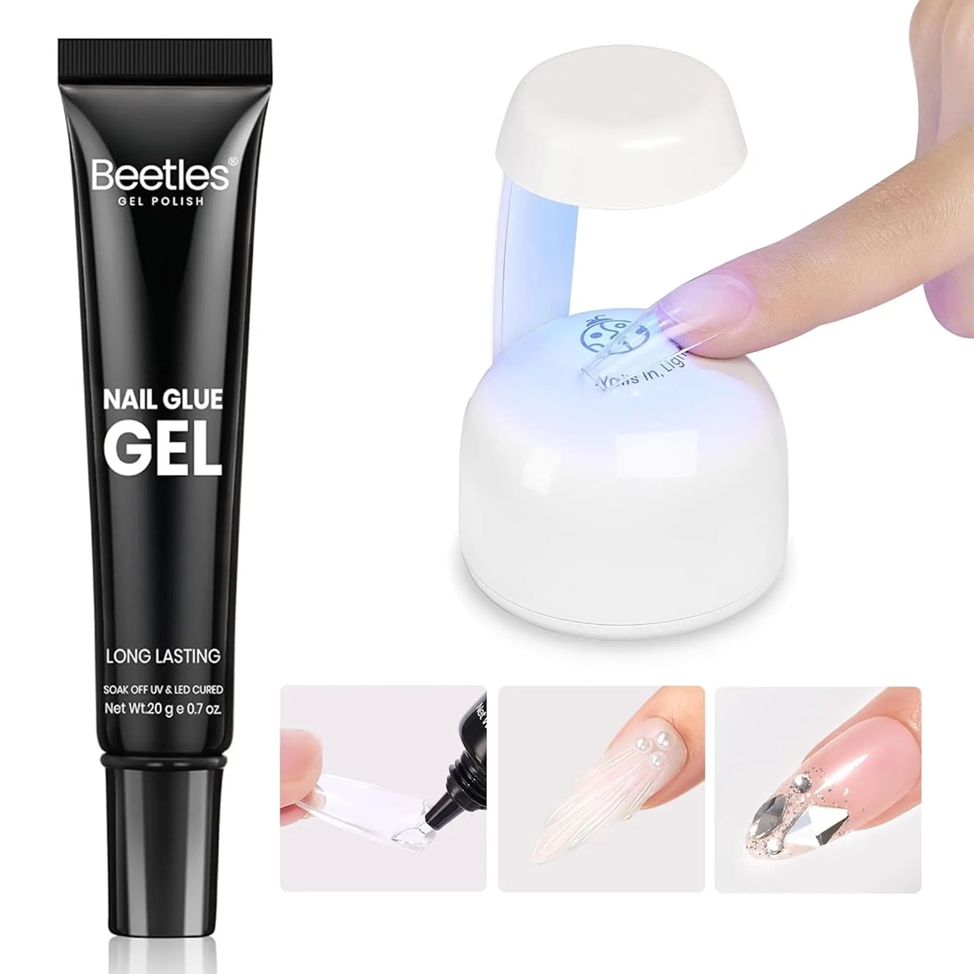 Beetles Tipex Instant Apex Nail Tips | Thick Nail Tips for Flat Nails