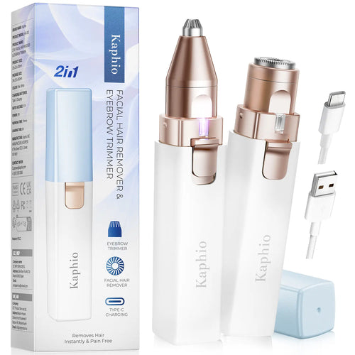 2-in-1 Rechargeable Facial & Eyebrow Hair Remover | LED Trimmer