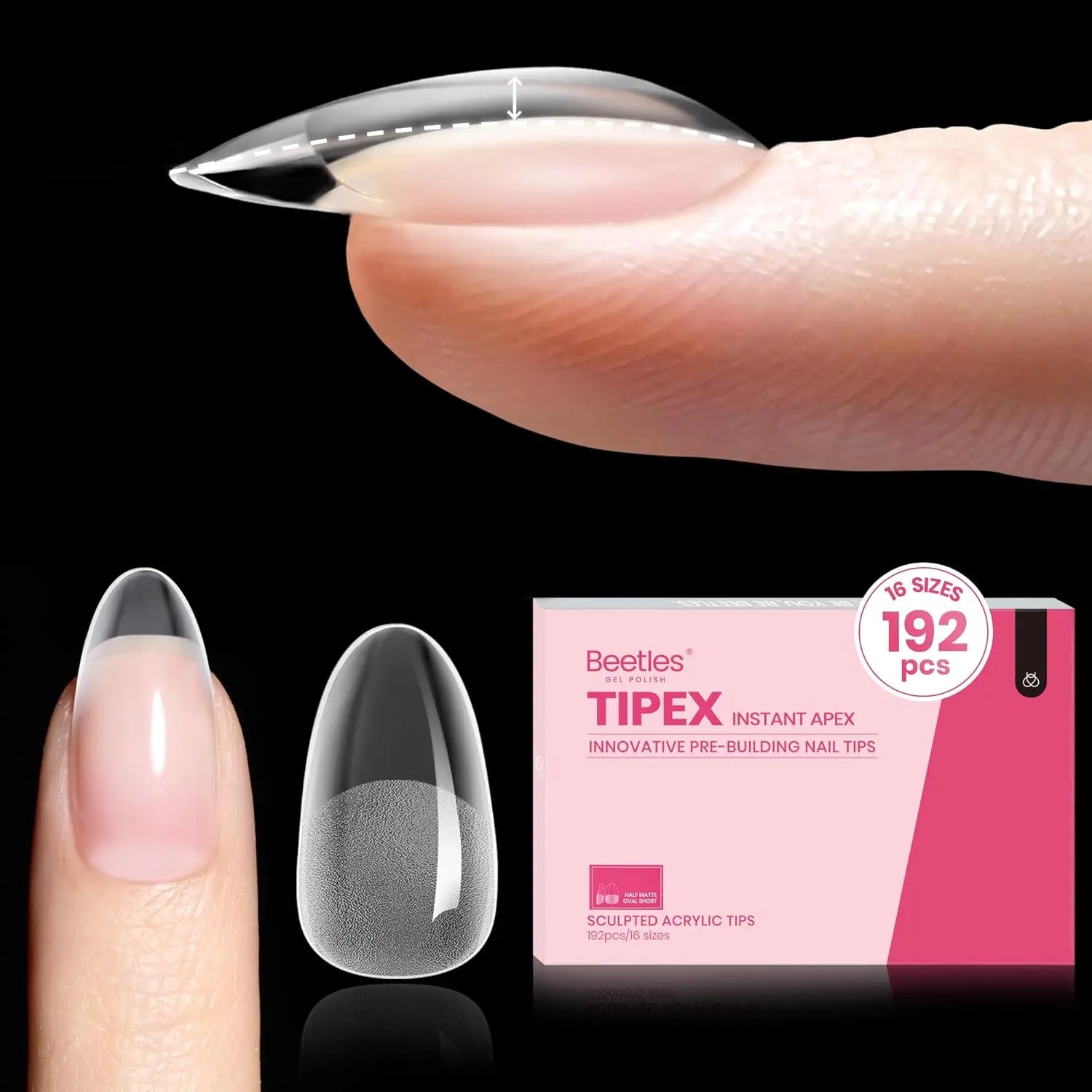 Beetles Tipex Instant Apex Nail Tips | Thick Nail Tips for Flat Nails