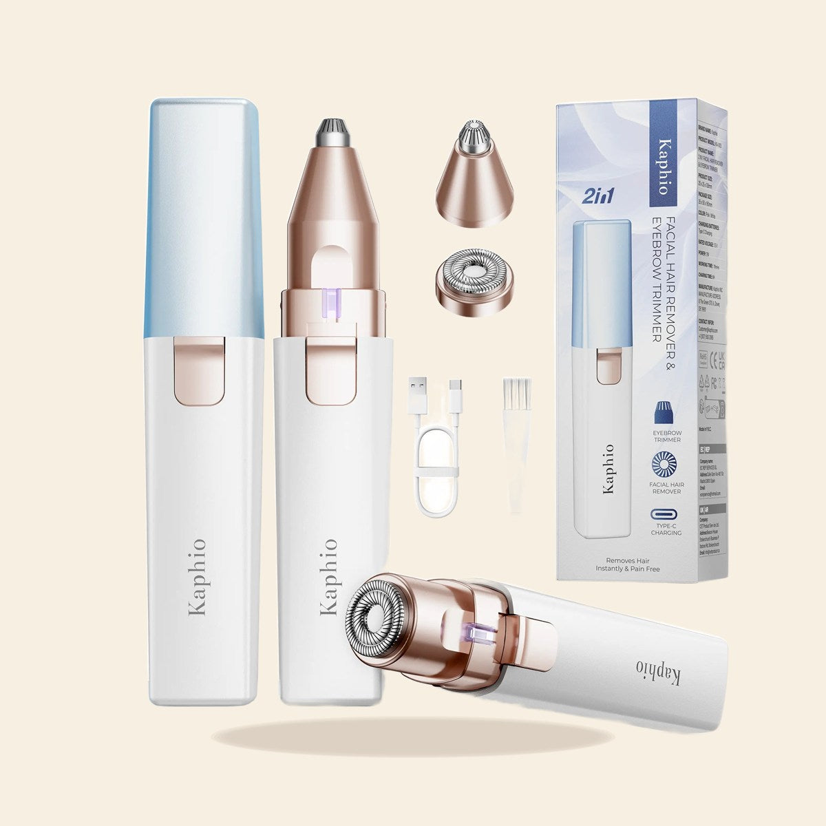 2-in-1 Rechargeable Facial & Eyebrow Hair Remover | LED Trimmer