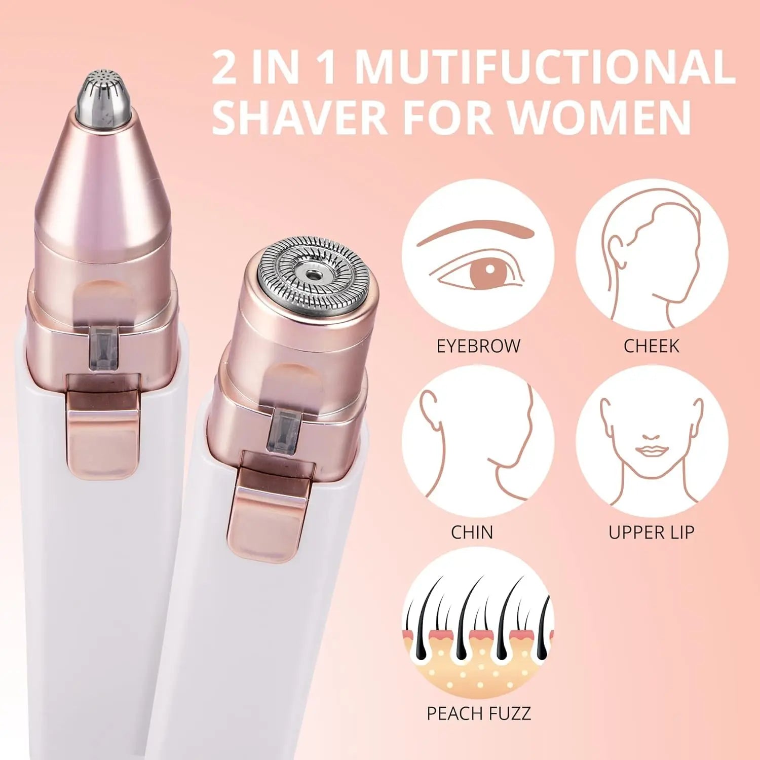 2-in-1 Rechargeable Facial & Eyebrow Hair Remover | LED Trimmer