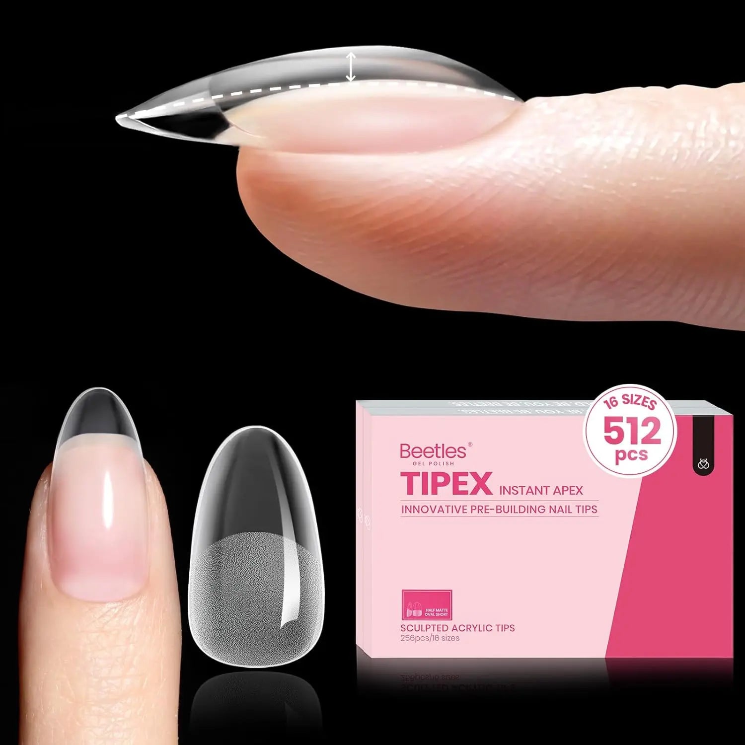 Beetles Tipex Instant Apex Nail Tips | Thick Nail Tips for Flat Nails