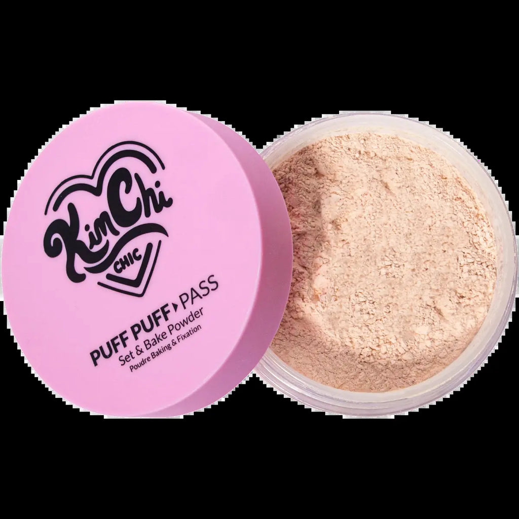 Kimchi Chic Puff Puff Pass Set & Bake Powder with Rice Powder & Vitamin-E, Lightweight & Translucent Makeup, Cosmetic Setting Powder