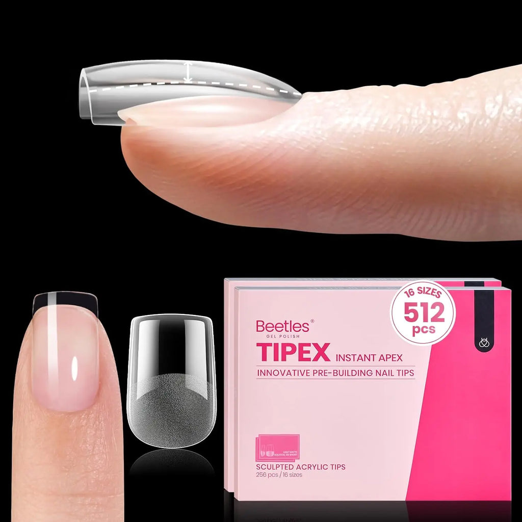 Beetles Tipex Instant Apex Nail Tips | Thick Nail Tips for Flat Nails