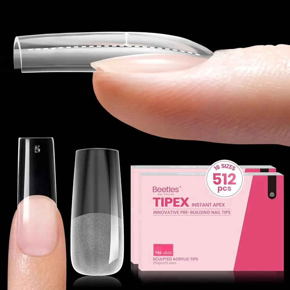 Beetles Tipex Instant Apex Nail Tips | Thick Nail Tips for Flat Nails