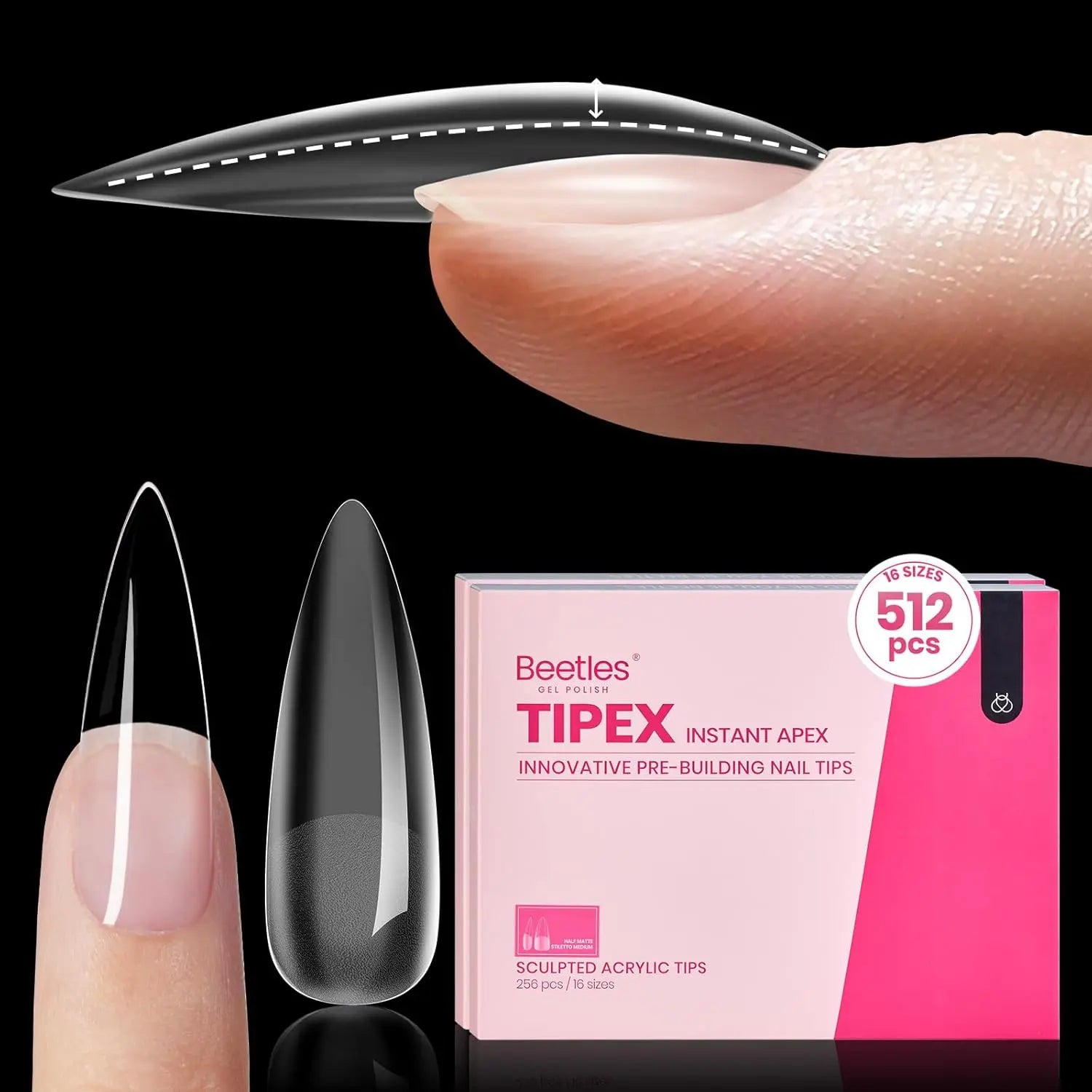 Beetles Tipex Instant Apex Nail Tips | Thick Nail Tips for Flat Nails