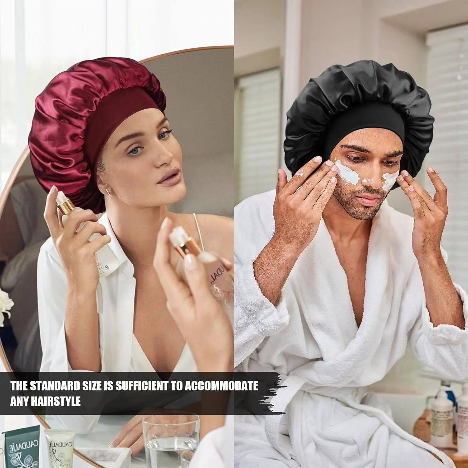 Satin Sleep Bonnet for Natural & Curly Hair | Adjustable Hair Cap