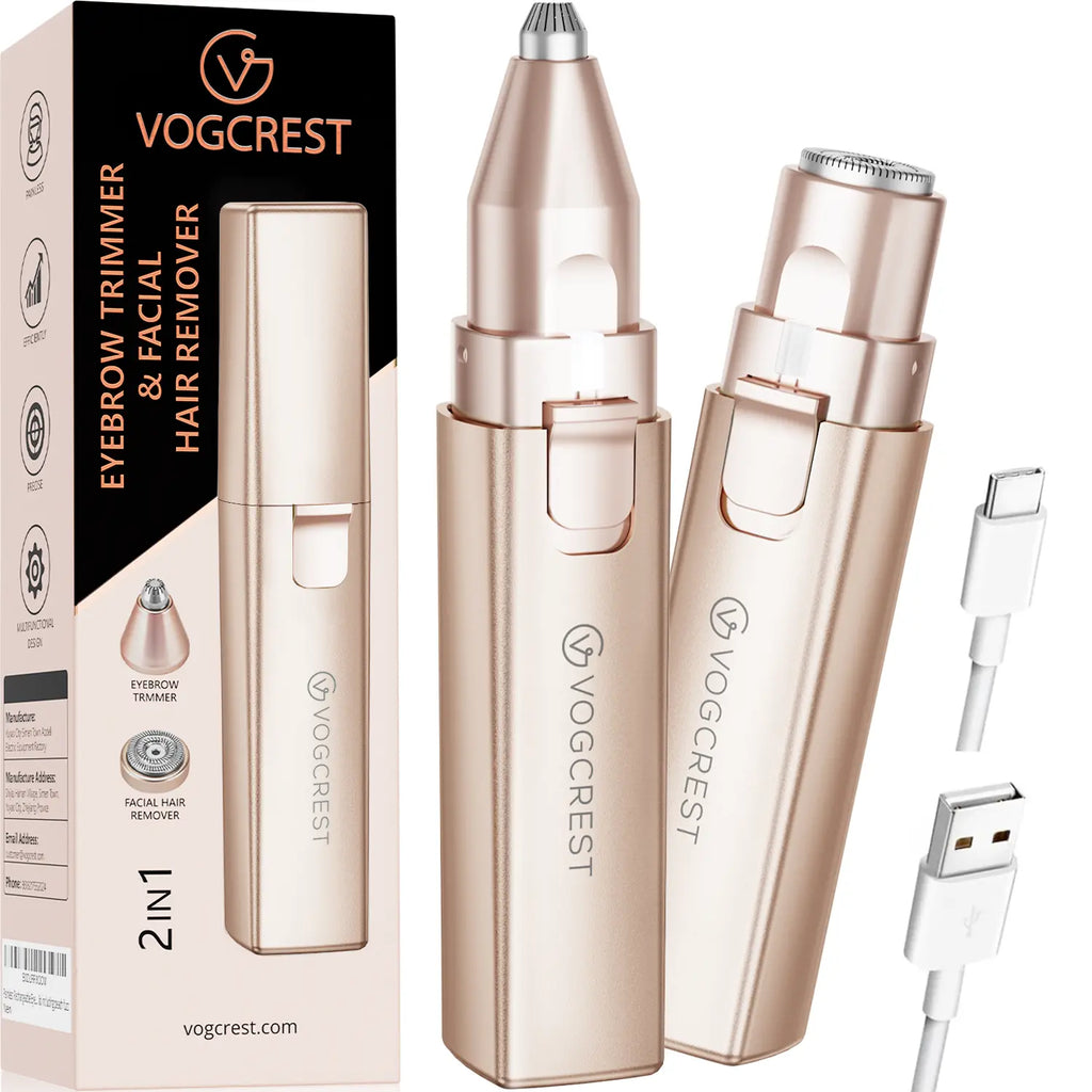 2-in-1 Rechargeable Facial & Eyebrow Hair Remover | LED Trimmer