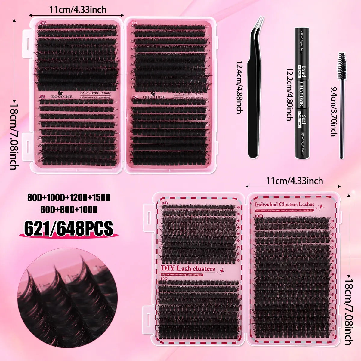 DIY Volume Eyelash Cluster Set | D Curl Lashes 8mm–16mm