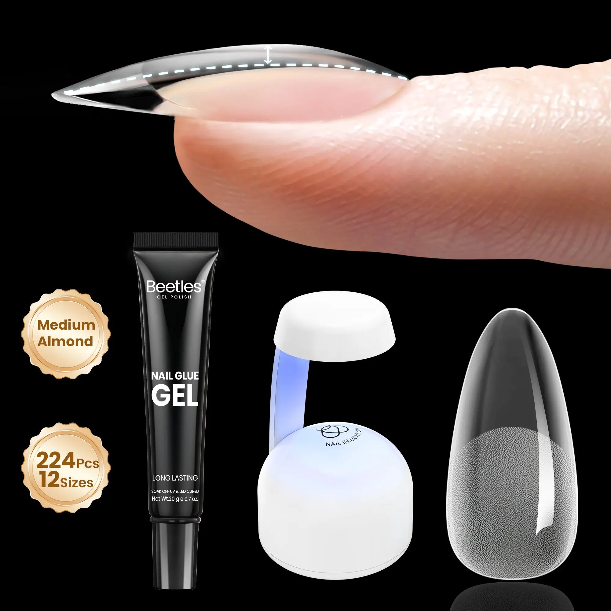 Beetles Tipex Instant Apex Nail Tips | Thick Nail Tips for Flat Nails