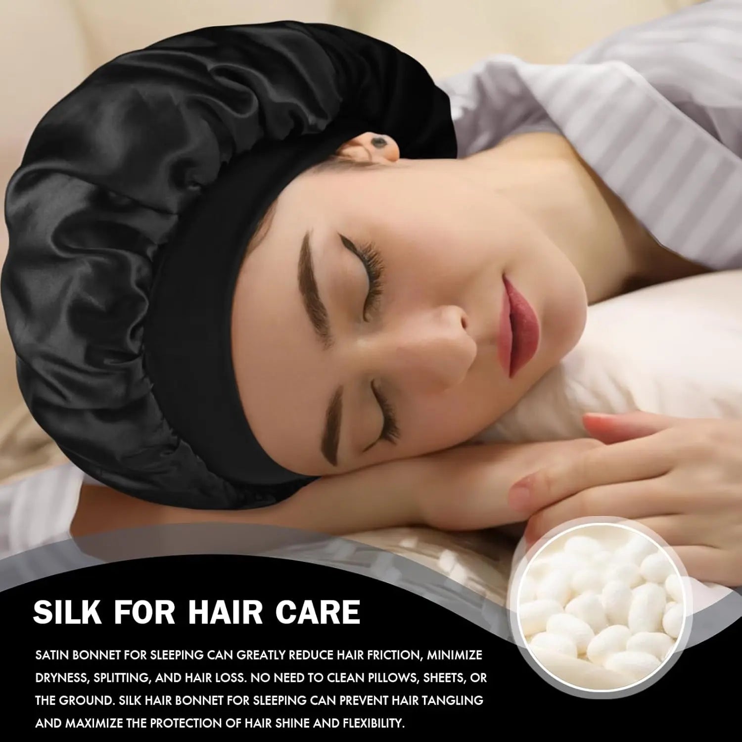 Satin Sleep Bonnet for Natural & Curly Hair | Adjustable Hair Cap