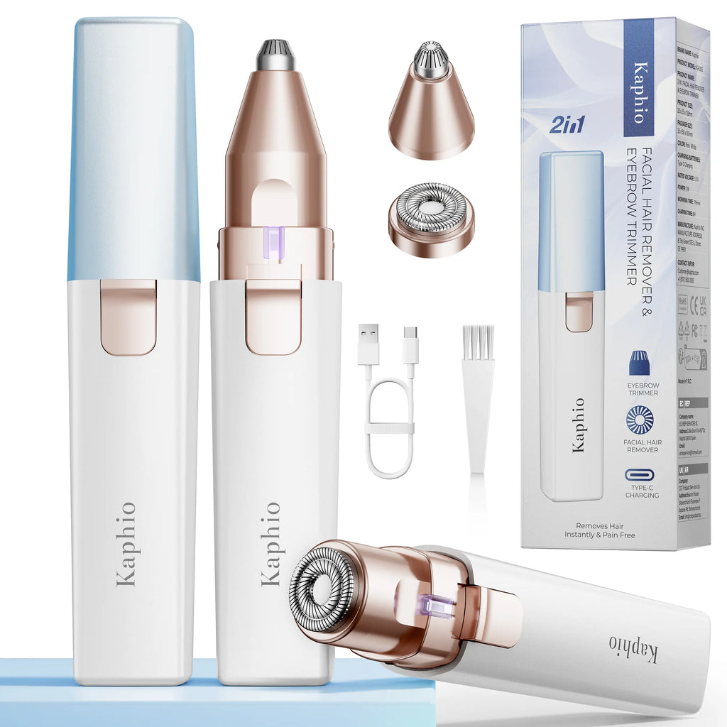 2-in-1 Rechargeable Facial & Eyebrow Hair Remover | LED Trimmer