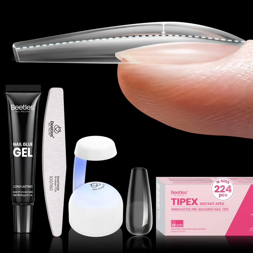Beetles Tipex Instant Apex Nail Tips | Thick Nail Tips for Flat Nails