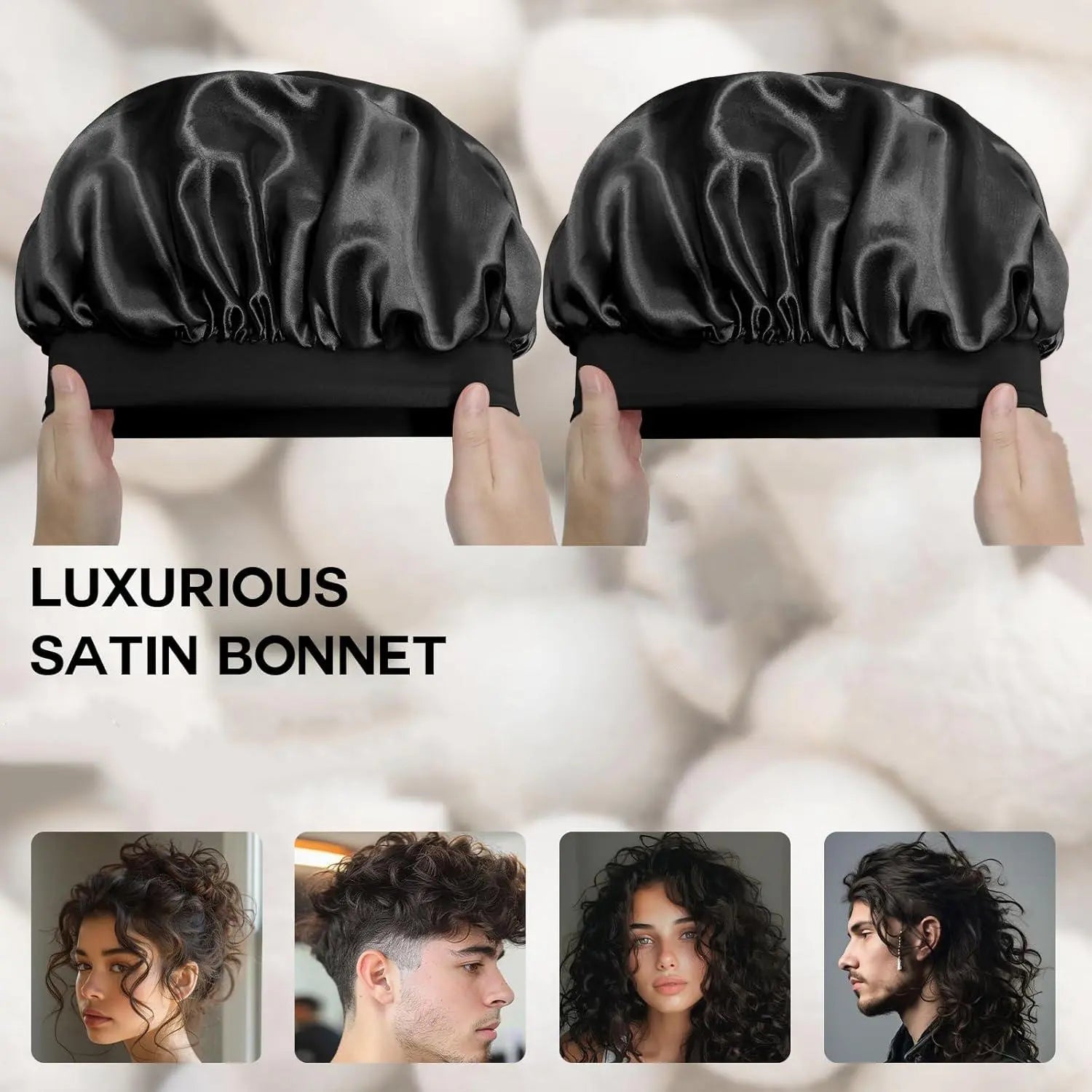 Satin Sleep Bonnet for Natural & Curly Hair | Adjustable Hair Cap