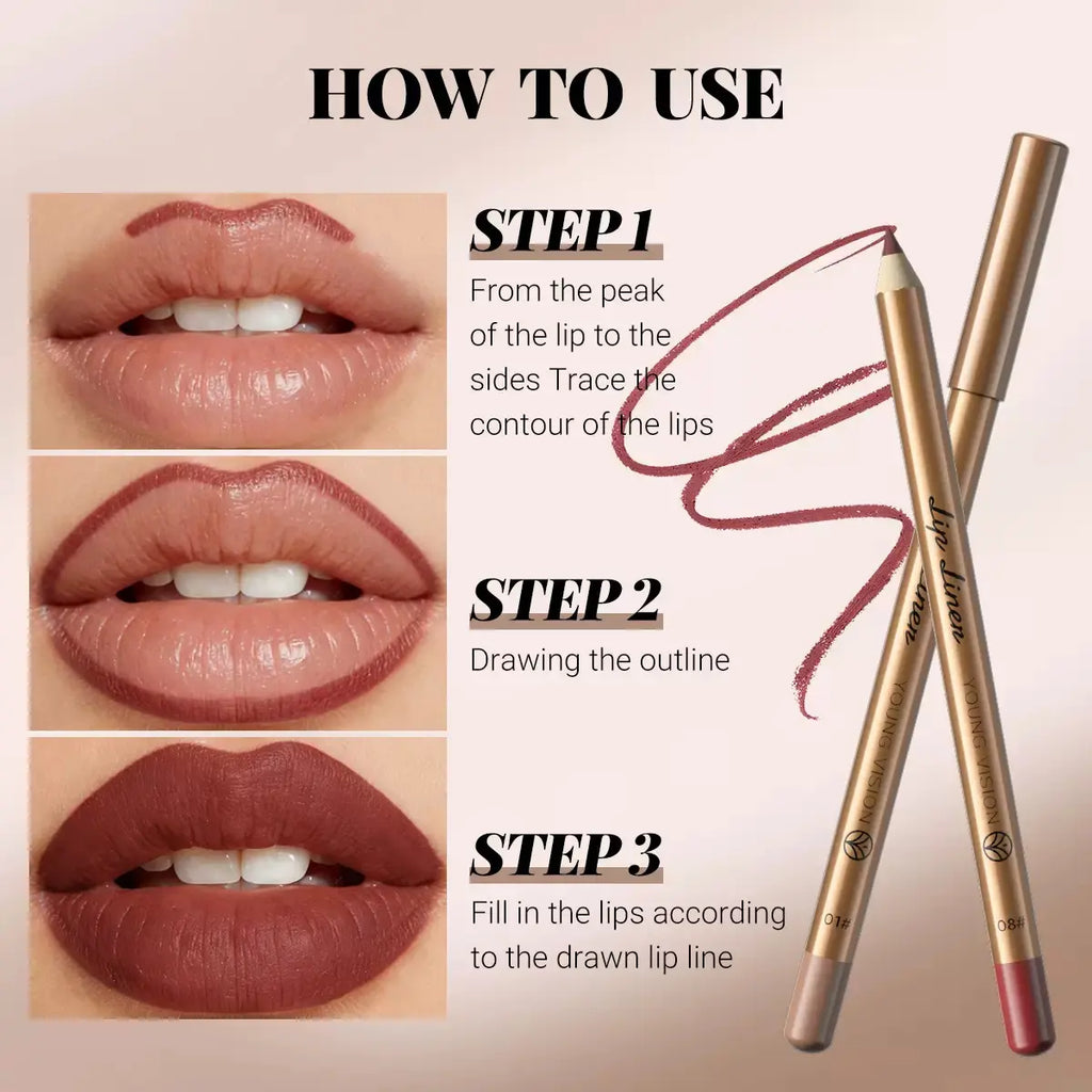 12-Piece Matte Lip Liner Pencil Set | Long-Lasting Lip Makeup Kit