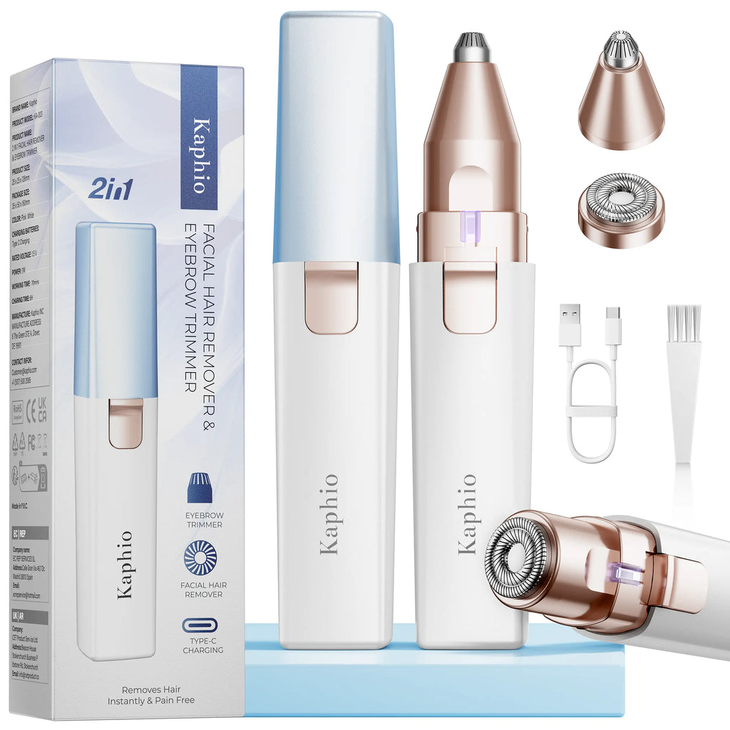 2-in-1 Rechargeable Facial & Eyebrow Hair Remover | LED Trimmer