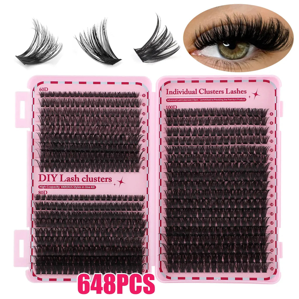 DIY Volume Eyelash Cluster Set | D Curl Lashes 8mm–16mm