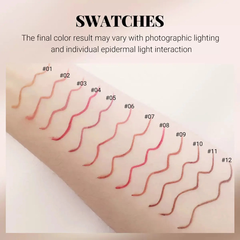 12-Piece Matte Lip Liner Pencil Set | Long-Lasting Lip Makeup Kit