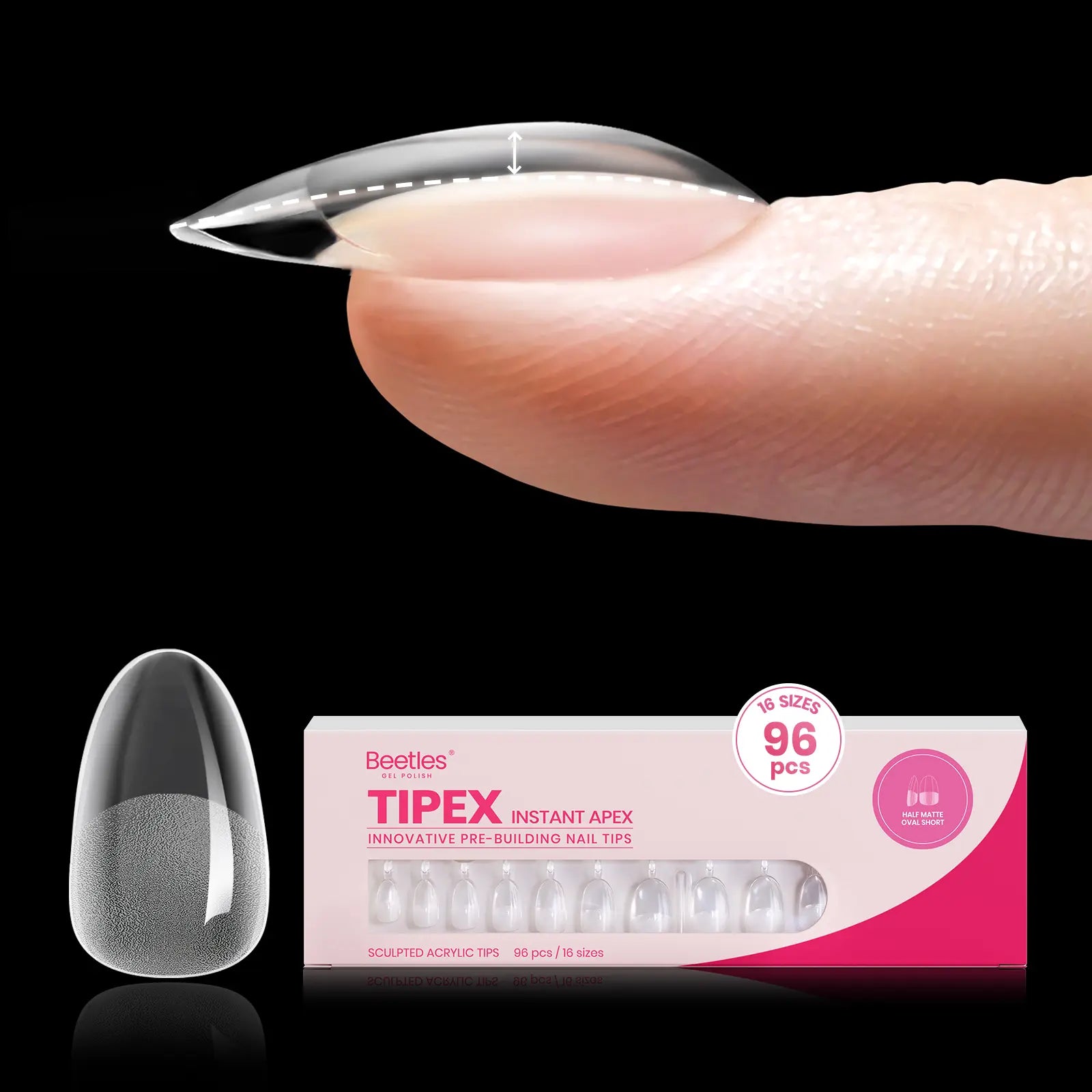 Beetles Tipex Instant Apex Nail Tips | Thick Nail Tips for Flat Nails