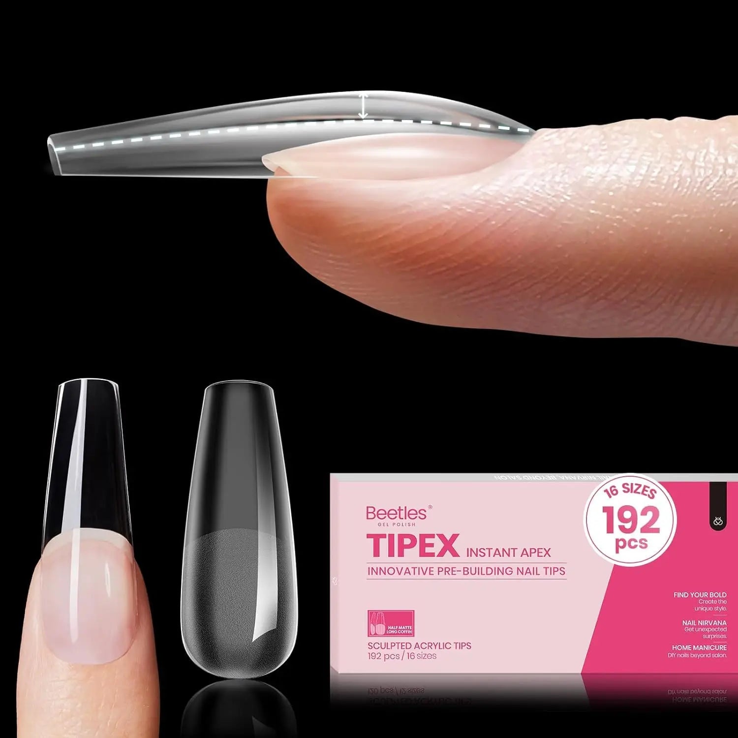 Beetles Tipex Instant Apex Nail Tips | Thick Nail Tips for Flat Nails