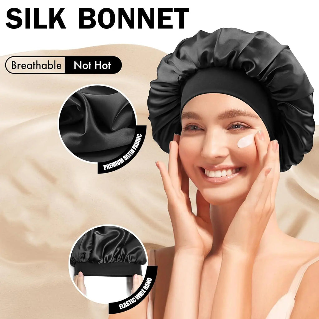 Satin Sleep Bonnet for Natural & Curly Hair | Adjustable Hair Cap