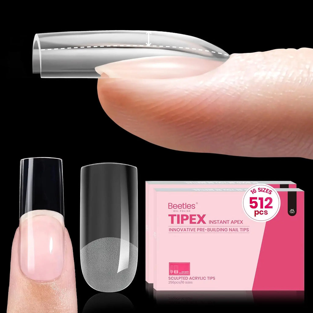 Beetles Tipex Instant Apex Nail Tips | Thick Nail Tips for Flat Nails