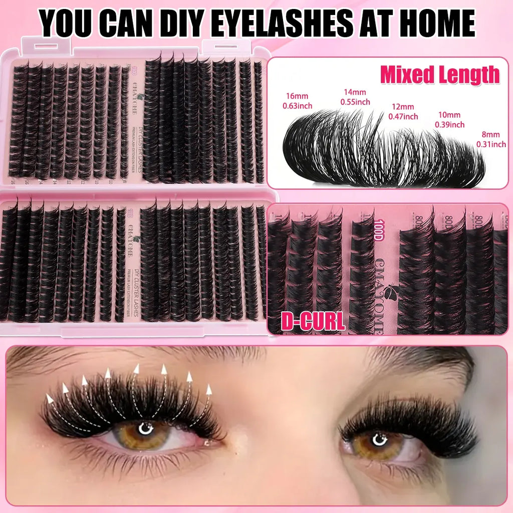 DIY Volume Eyelash Cluster Set | D Curl Lashes 8mm–16mm