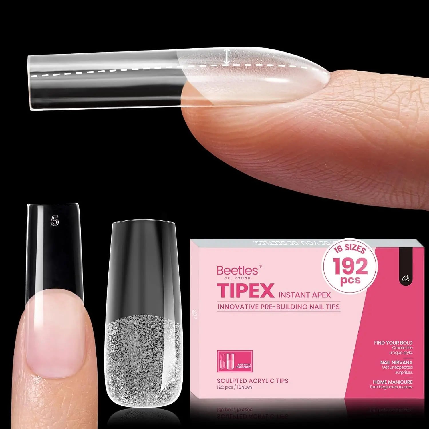 Beetles Tipex Instant Apex Nail Tips | Thick Nail Tips for Flat Nails