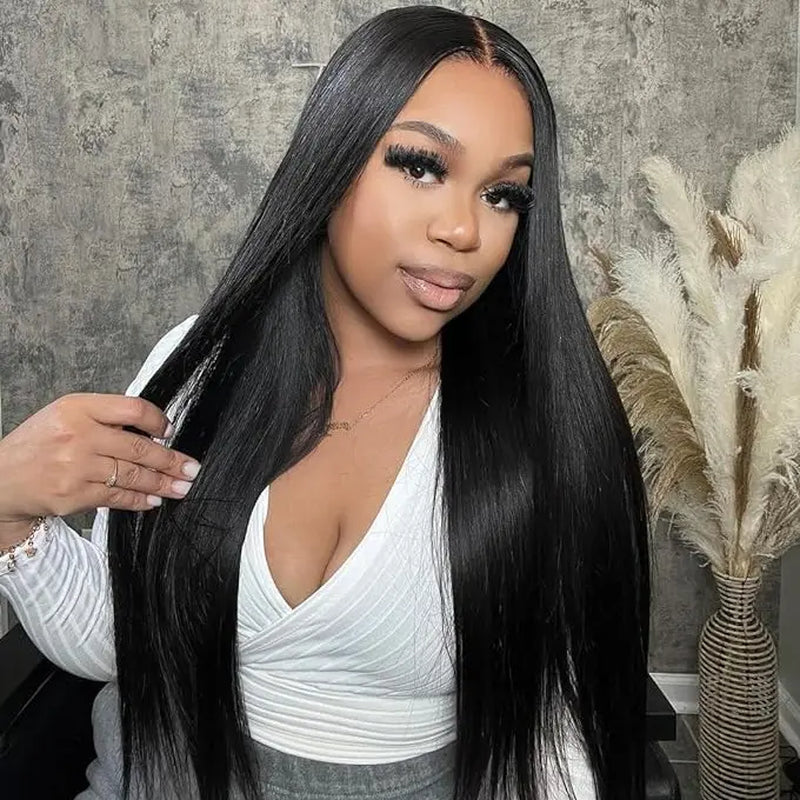 13x6 HD Lace Front Human Hair Wig | Natural Black Pre-Plucked Wig