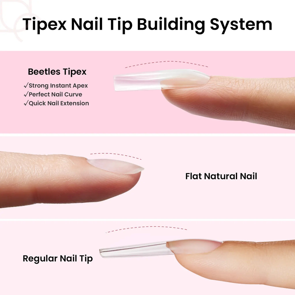 Beetles Tipex Instant Apex Nail Tips | Thick Nail Tips for Flat Nails