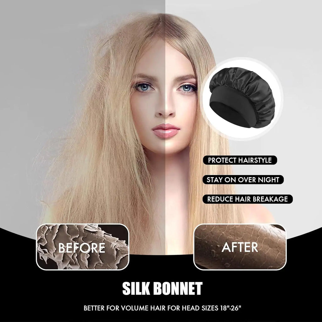Satin Sleep Bonnet for Natural & Curly Hair | Adjustable Hair Cap