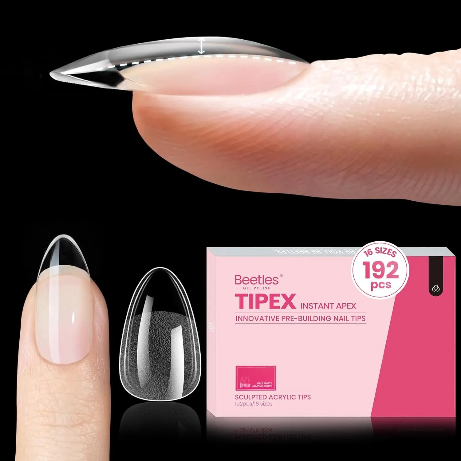 Beetles Tipex Instant Apex Nail Tips | Thick Nail Tips for Flat Nails