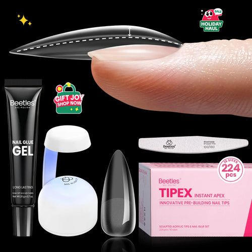 Beetles Tipex Instant Apex Nail Tips | Thick Nail Tips for Flat Nails