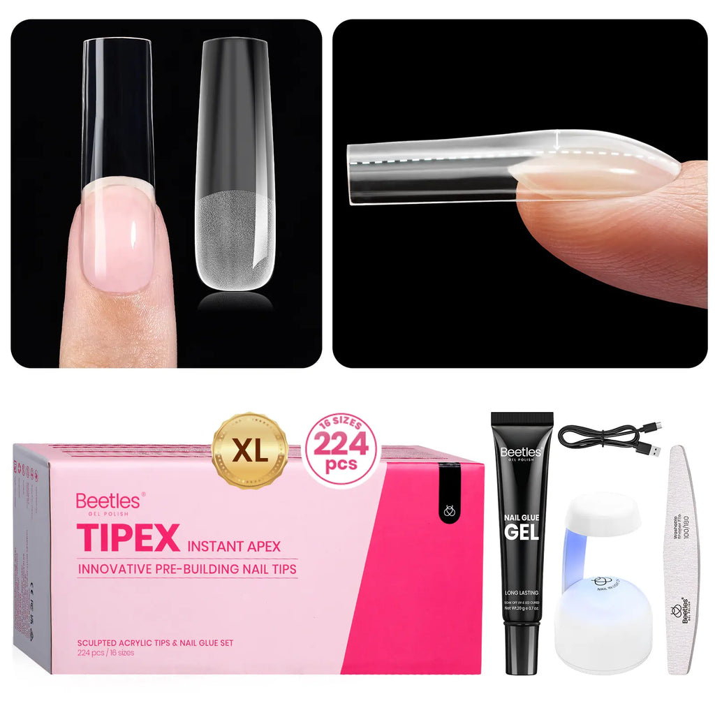 Beetles Tipex Instant Apex Nail Tips | Thick Nail Tips for Flat Nails