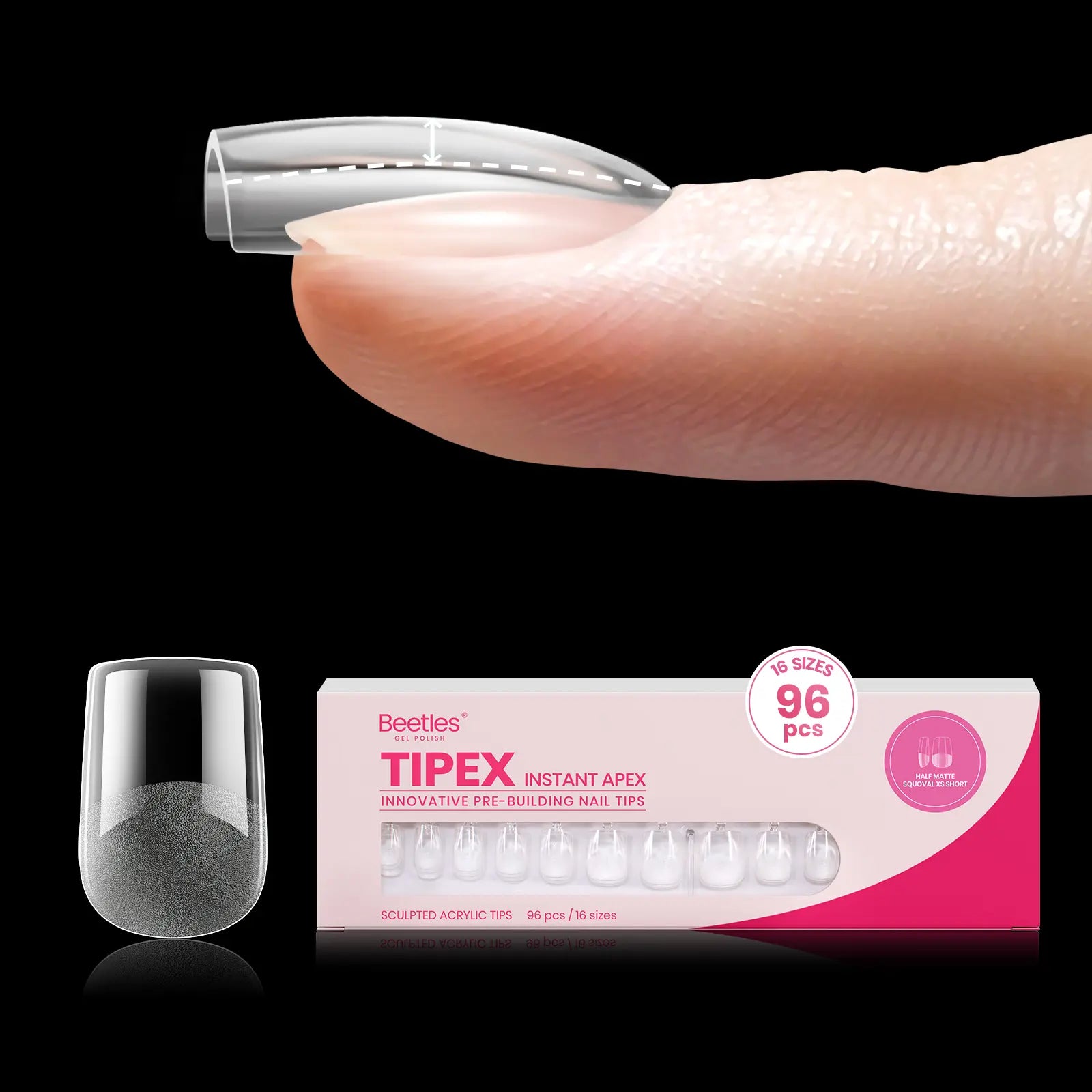 Beetles Tipex Instant Apex Nail Tips | Thick Nail Tips for Flat Nails