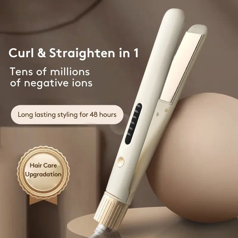2-in-1 Flat Iron Hair Straightener & Curler | 1 Inch Ionic Styling Tool