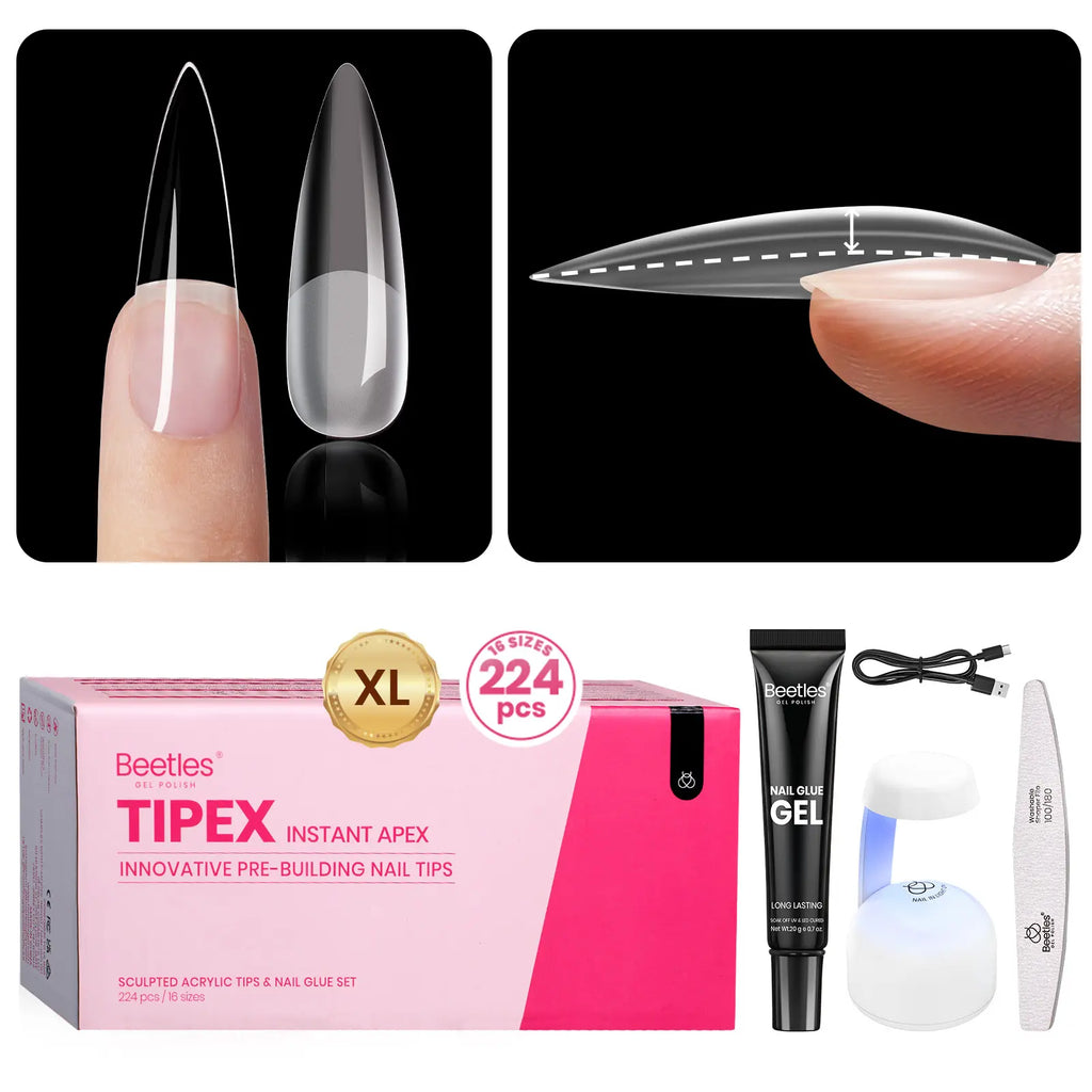 Beetles Tipex Instant Apex Nail Tips | Thick Nail Tips for Flat Nails