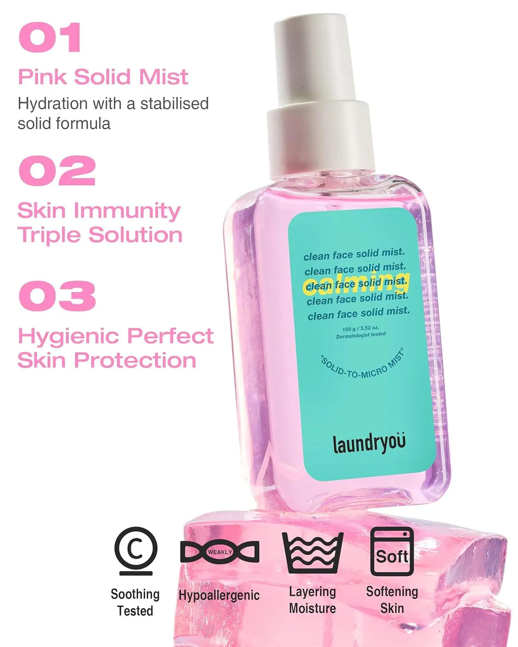 LAUNDRYOU Hydrating Jelly Mist — Probiotic Soothing Facial Spray for Dry Skin Barrier Support
