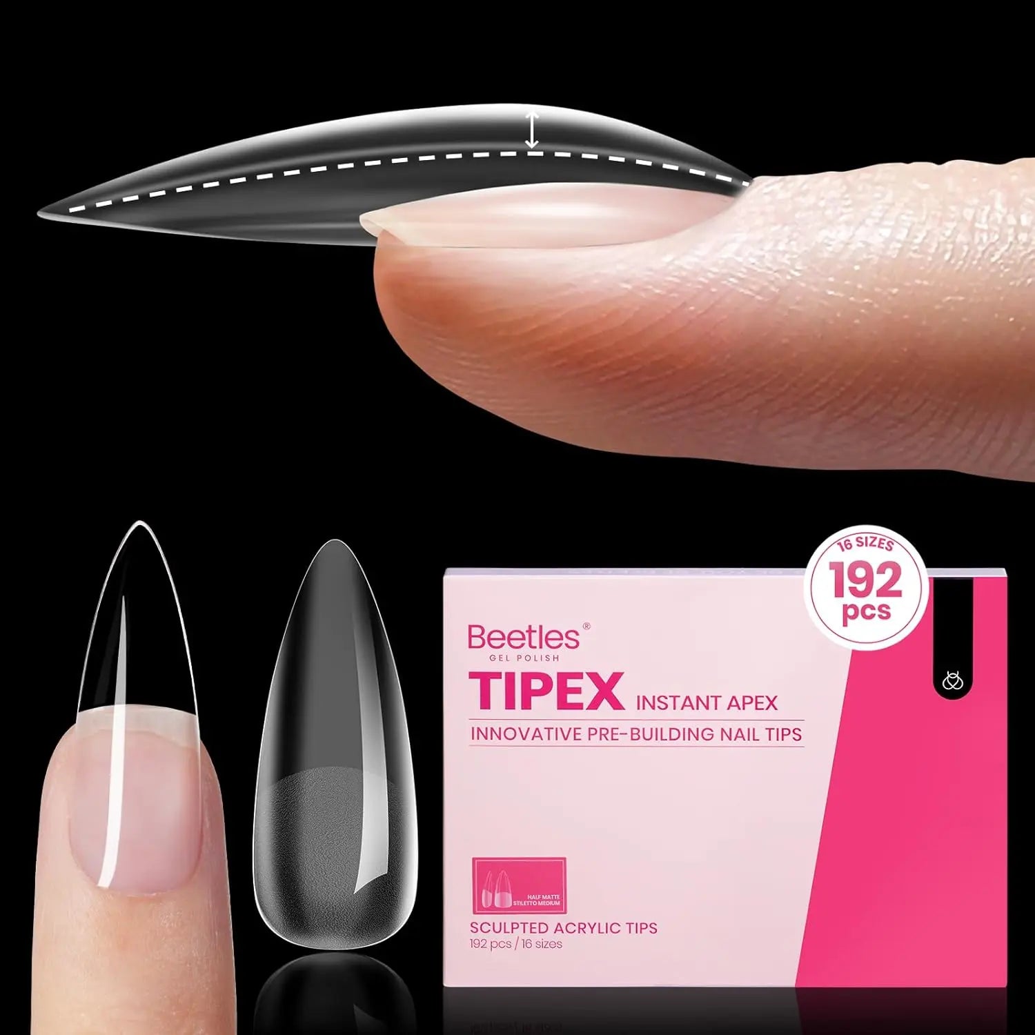 Beetles Tipex Instant Apex Nail Tips | Thick Nail Tips for Flat Nails