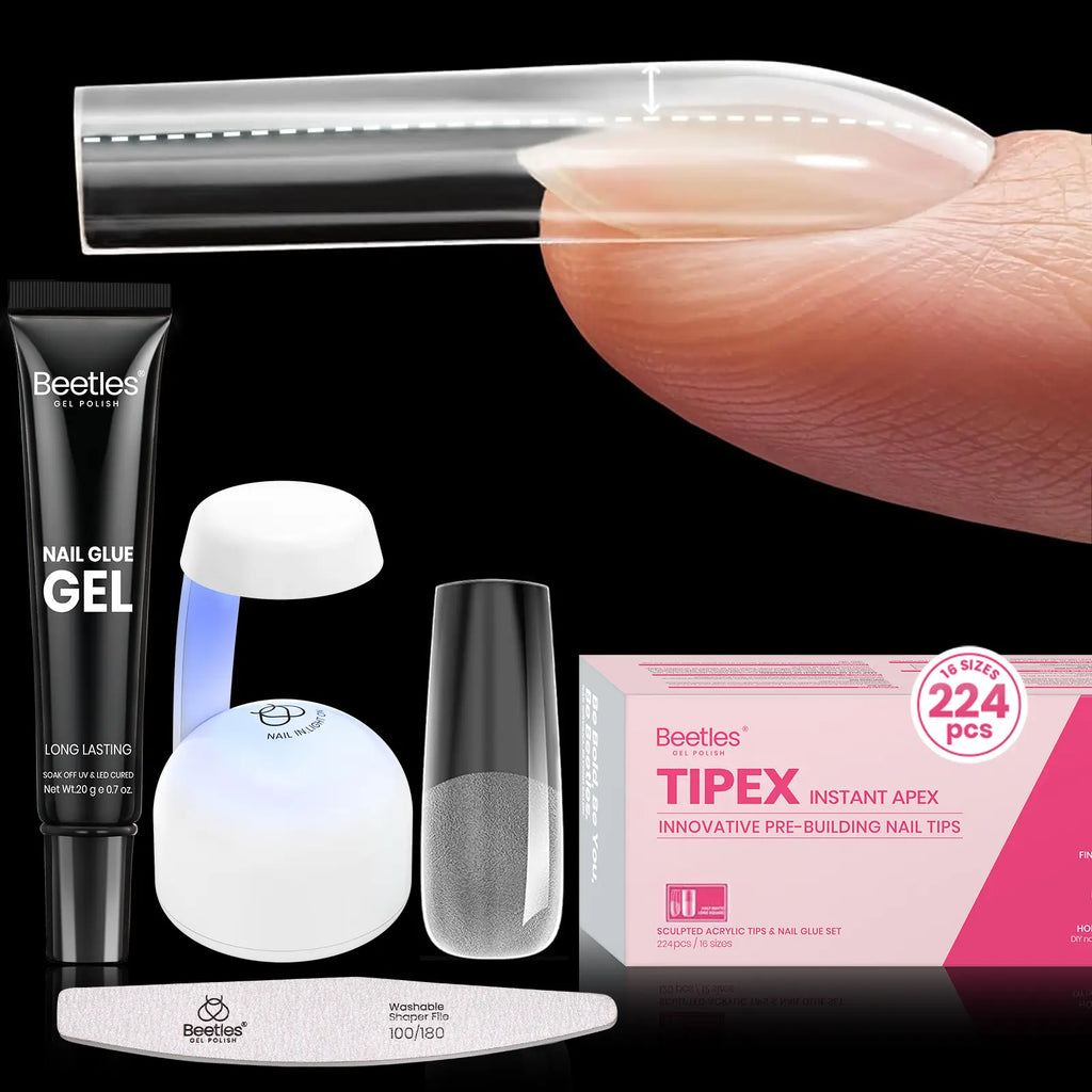 Beetles Tipex Instant Apex Nail Tips | Thick Nail Tips for Flat Nails