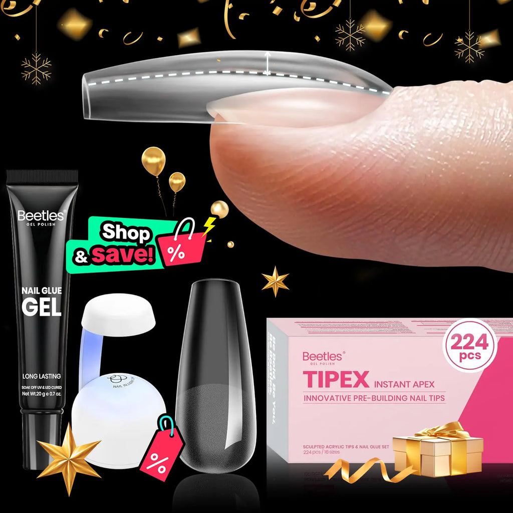 Beetles Tipex Instant Apex Nail Tips | Thick Nail Tips for Flat Nails