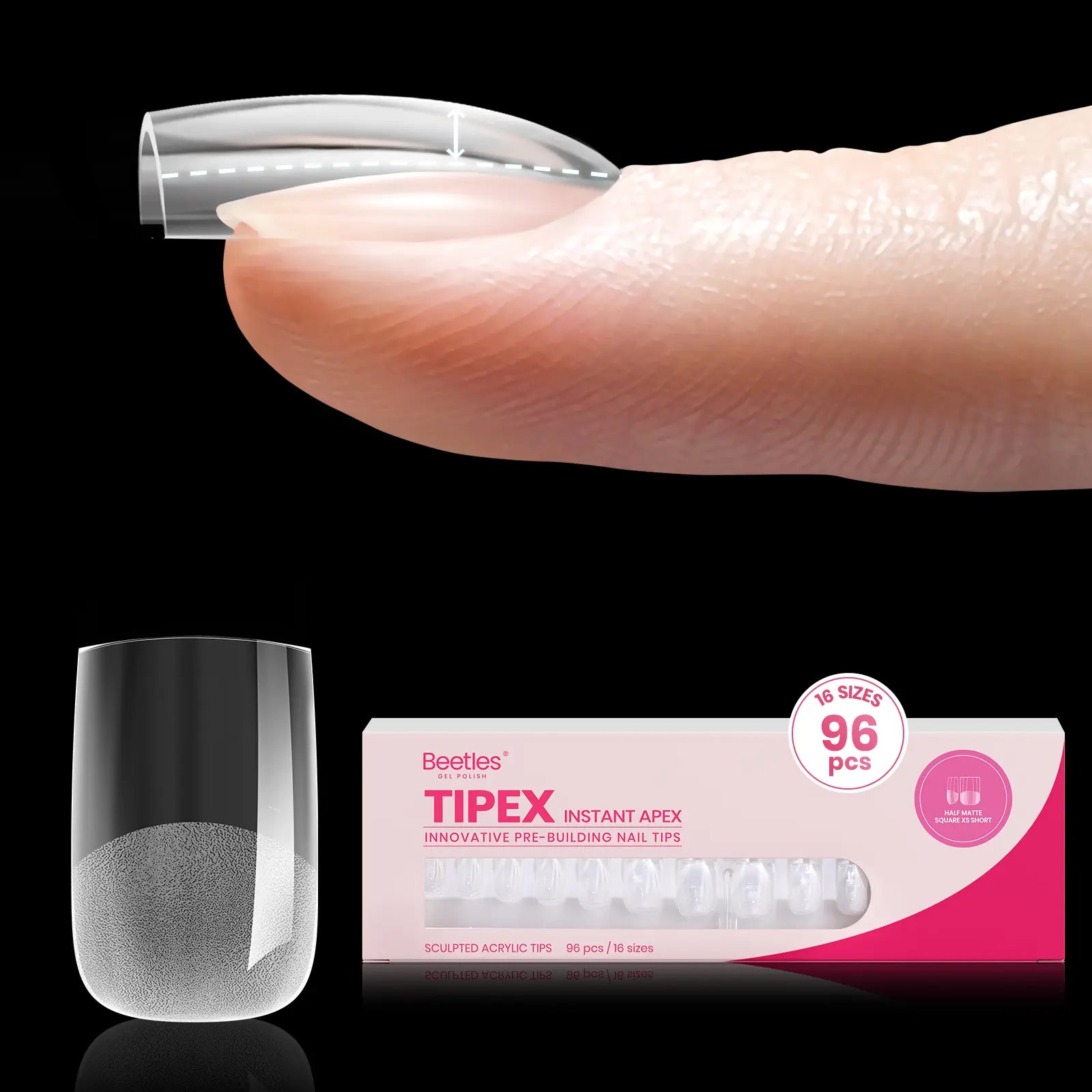 Beetles Tipex Instant Apex Nail Tips | Thick Nail Tips for Flat Nails