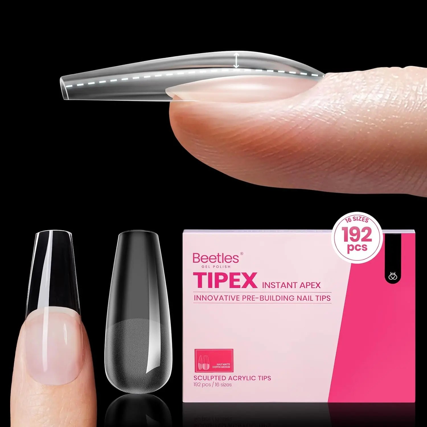 Beetles Tipex Instant Apex Nail Tips | Thick Nail Tips for Flat Nails