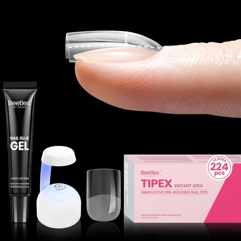 Beetles Tipex Instant Apex Nail Tips | Thick Nail Tips for Flat Nails