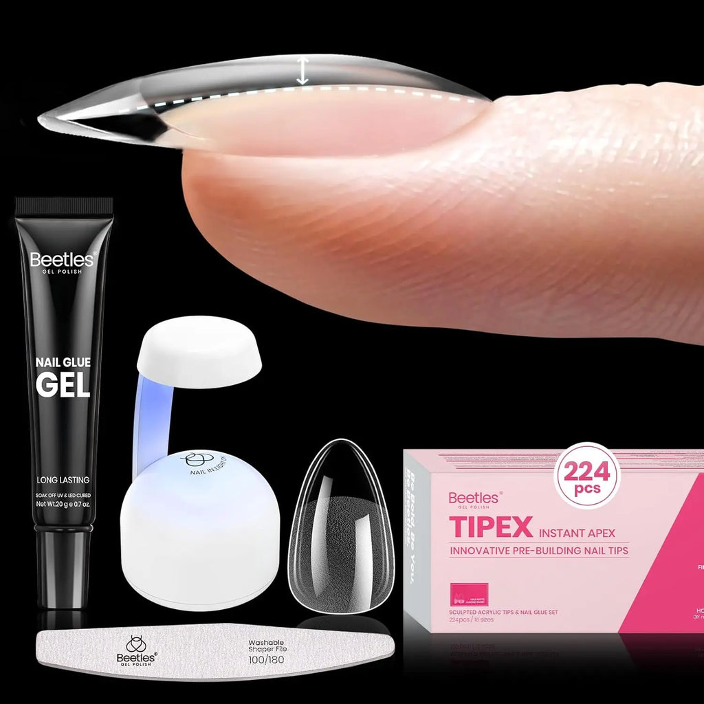 Beetles Tipex Instant Apex Nail Tips | Thick Nail Tips for Flat Nails