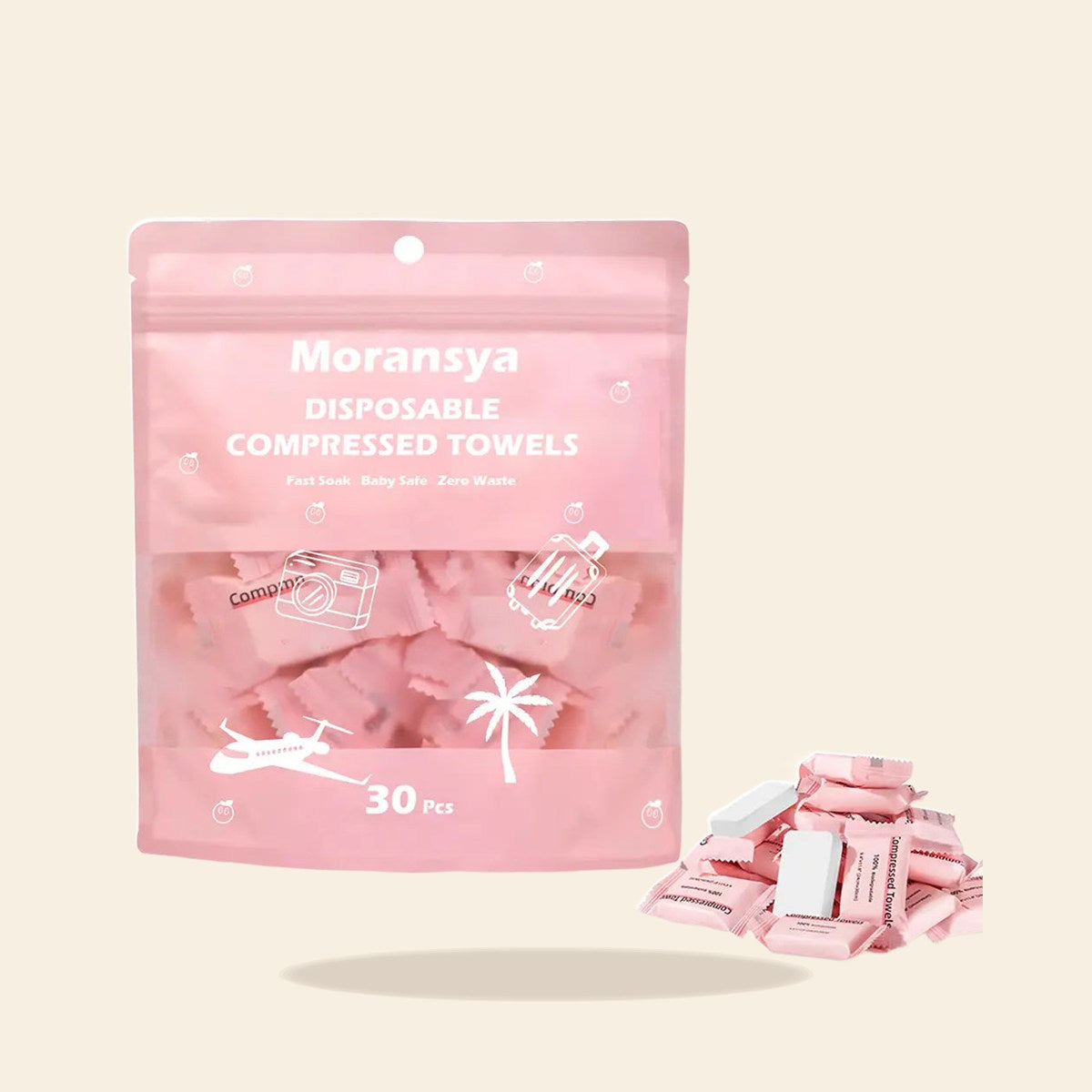 Disposable Compressed Towel Tablets 30Pcs | Portable Face Towels