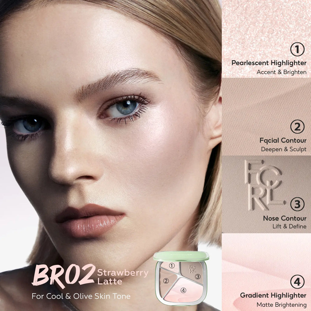 FOCALLURE Gradient Highlighter Contour Palette | 5-Shade Face Palette