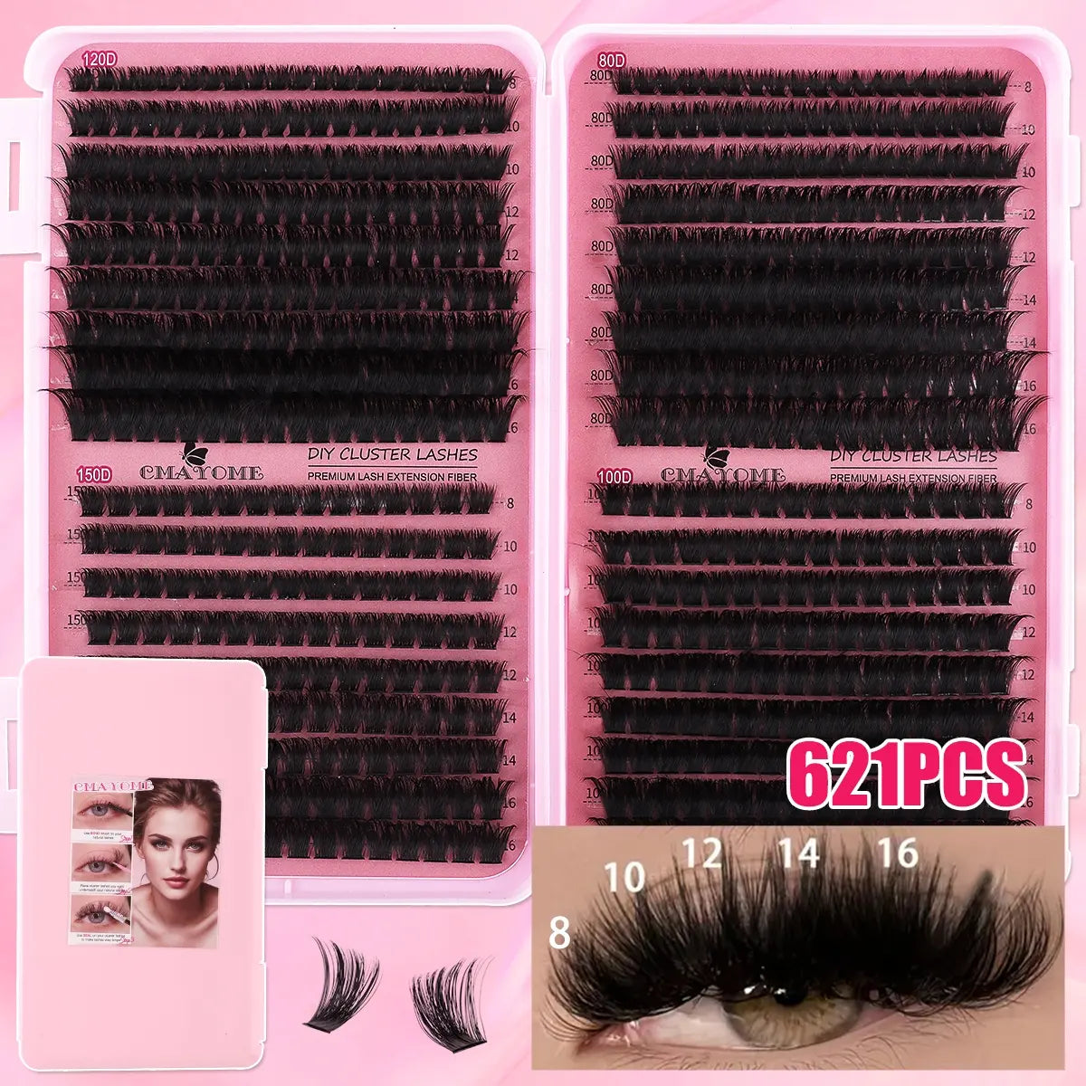 DIY Volume Eyelash Cluster Set | D Curl Lashes 8mm–16mm