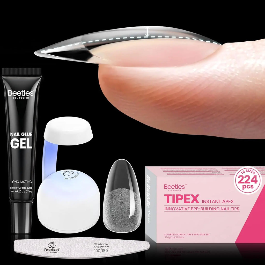 Beetles Tipex Instant Apex Nail Tips | Thick Nail Tips for Flat Nails