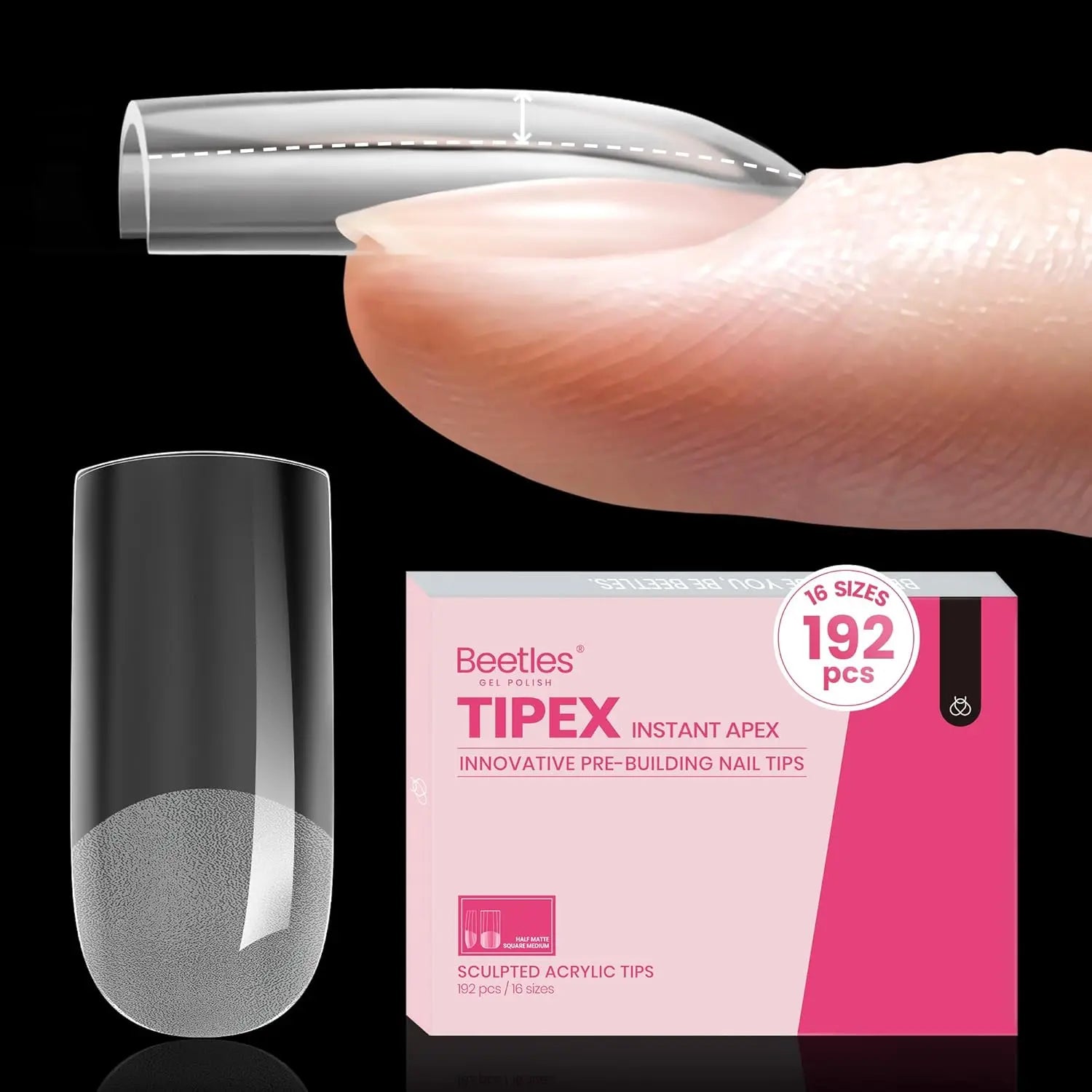 Beetles Tipex Instant Apex Nail Tips | Thick Nail Tips for Flat Nails